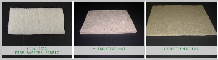 Bast Fiber Automotive Mat, Carpet Underlay and CPSC 1633 Fire Barrier Fabric